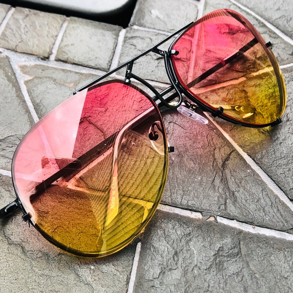 Black Frame Ombré Aviator Sunglasses